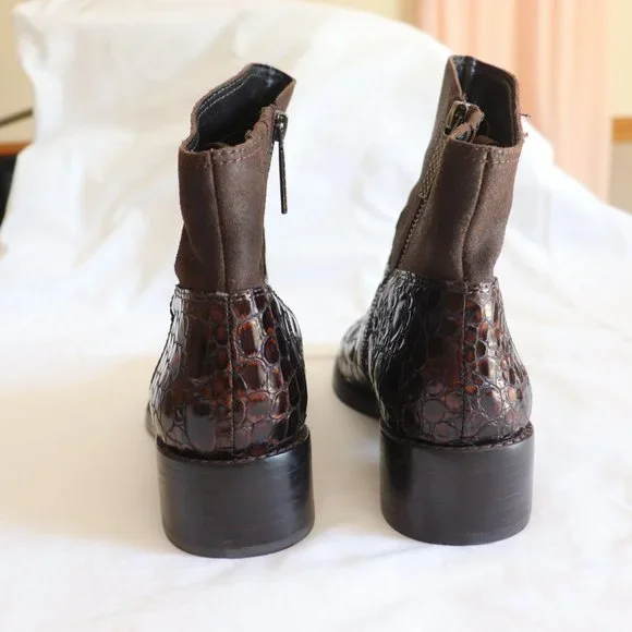 Donald J Pliner Leather Animal Print Moto Boots Brown Size 7.5M - Picture 5 of 9